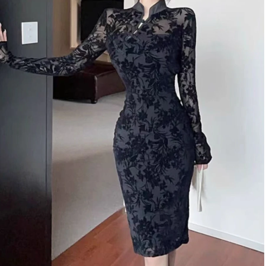 XIE6  时尚显瘦盘扣连衣裙3367