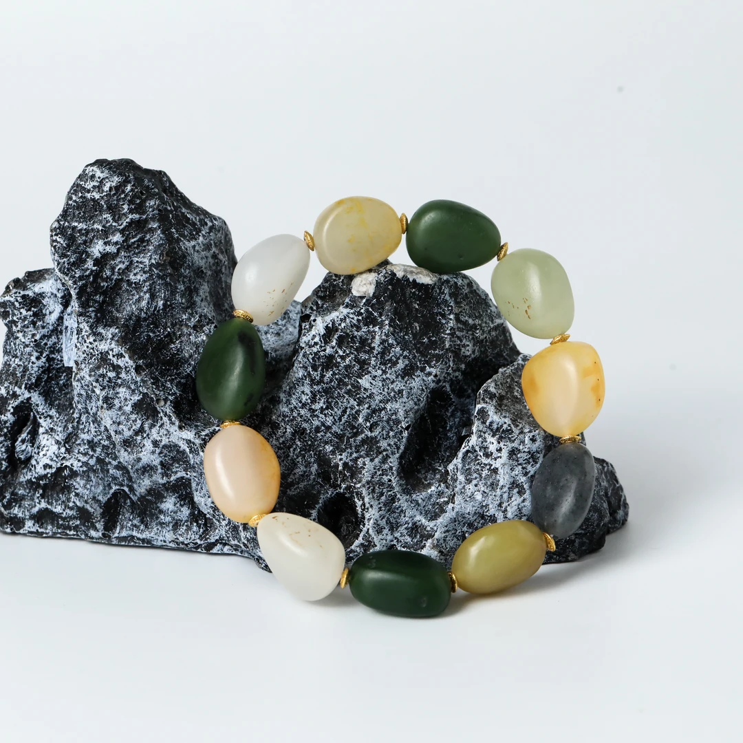 【竞拍专用】和田玉随形多宝手串约14x18mm51.5g 11240520-28