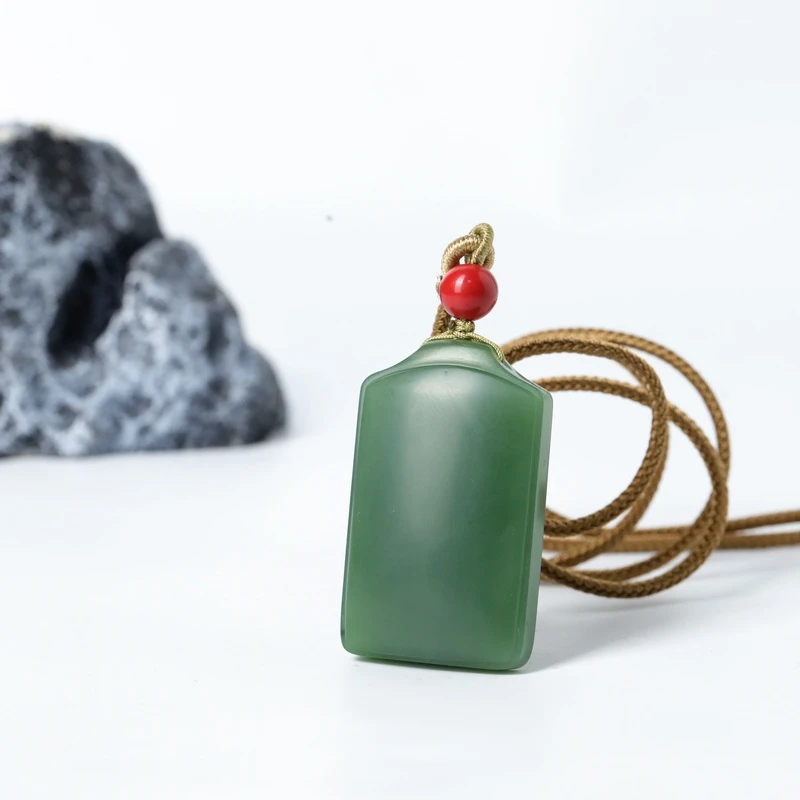 【竞拍专用】和田碧玉-无事牌约45x27.5x13mm 11240323-18