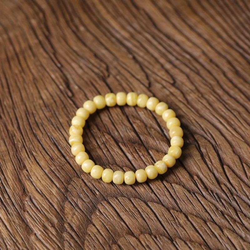 俄罗斯一级矿区金瓷白妖孽纹白蜡花老型单圈手串21231208-01