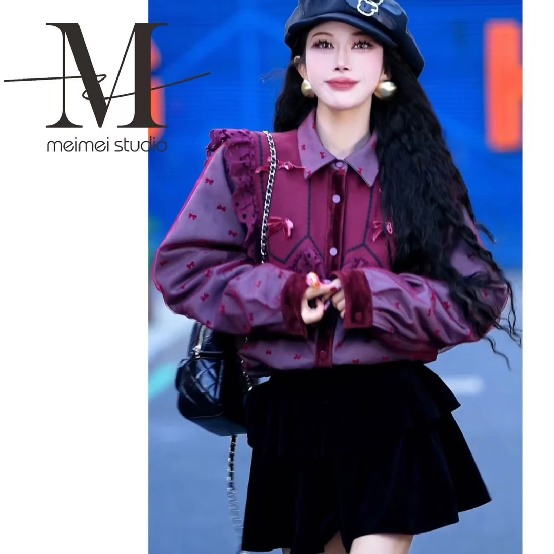 冬季设计师秋冬潮流百搭加厚网纱蝴蝶结外套1031-31161669