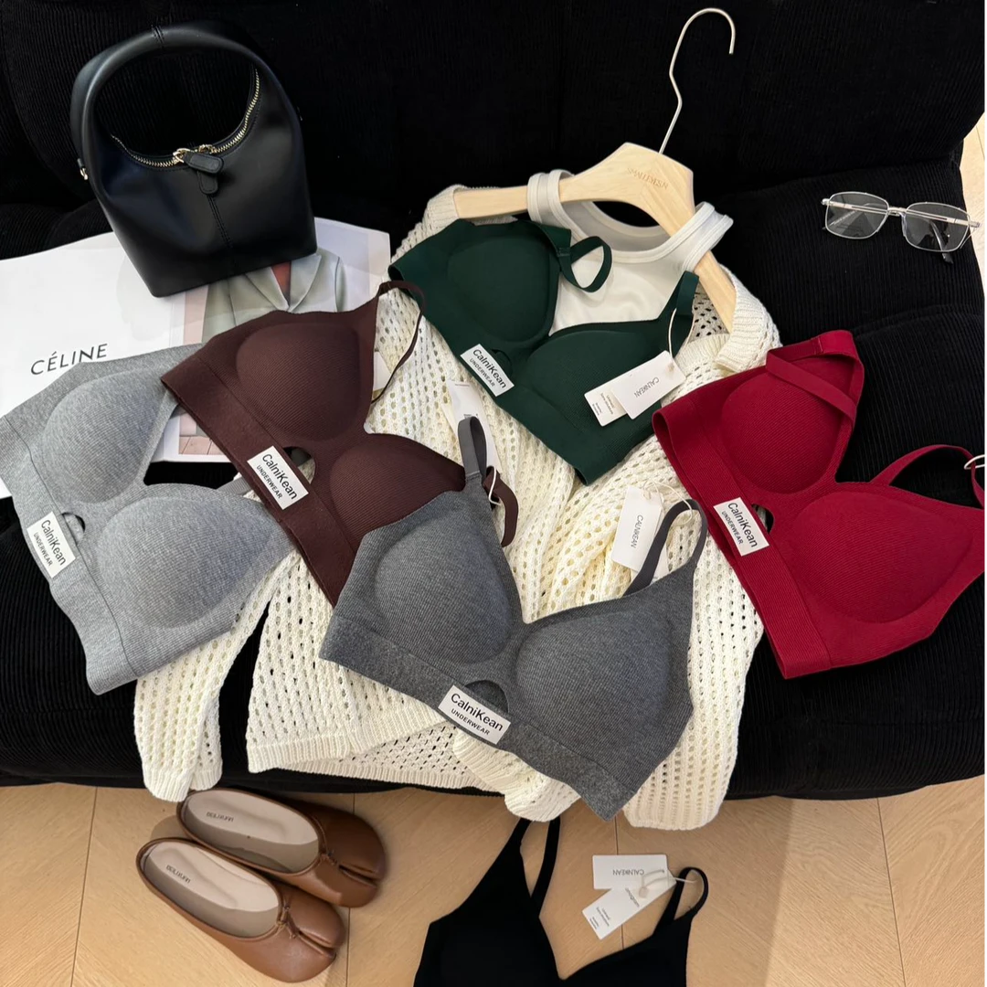 法式深V时尚氧气棉运动内衣韩版极简休闲高级聚拢文胸0086