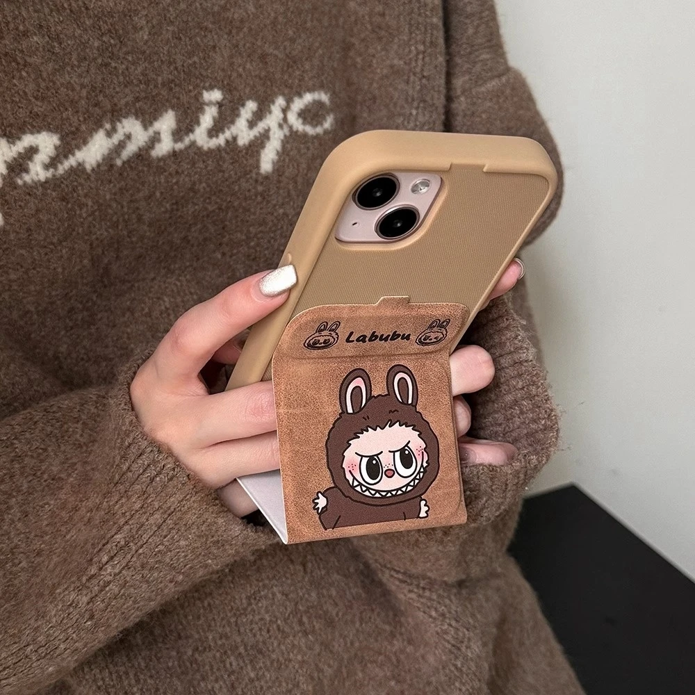 磁吸翻盖折叠支架适用苹果16ProMax手机壳iPhone15棕兔兔13可爱14