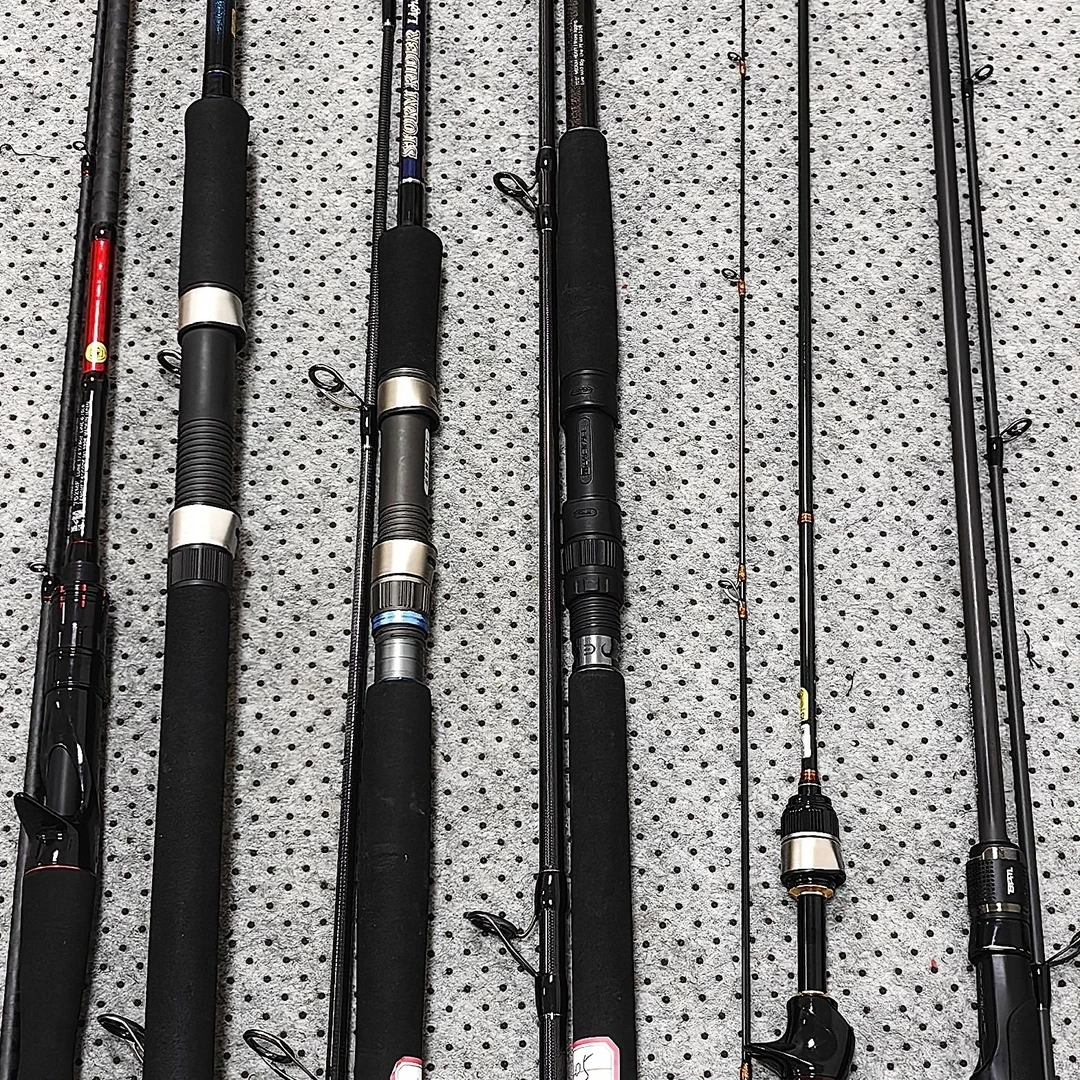 中古渔具，矶钓，远投，路亚，海钓竿，各类鱼竿舒适耐用，出线丝滑