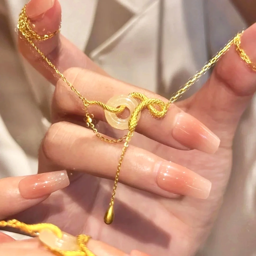 铜合金项链 本命面灵蛇平安扣项链时尚百搭小众简约气质轻奢坠链