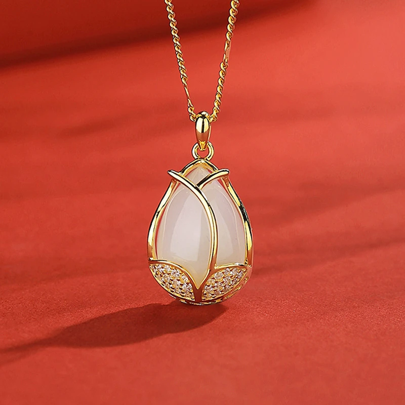 铜合金项链 国风不掉色郁金香吊坠民族风精致锁骨链ins送妈妈礼物