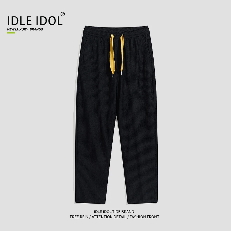 IDLE IDOL夏季时尚男士长裤潮流薄款宽松休闲简约裤子【轻奢树纹】