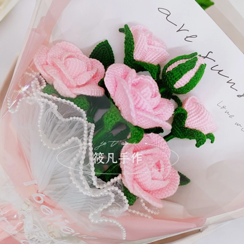 【非成品】粉玫瑰材料包创意DIY仿真花情人节礼物教师节送礼花束