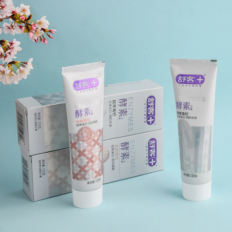 舒客樱花舒克酵素客牙膏清新鲜萃青柠口气牙渍亮口黄牙樱花亮白