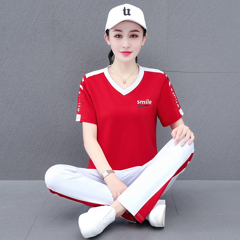 大码女装洋气时尚休闲夏季宽松夏装显瘦女士薄款韩版鬼步舞套装