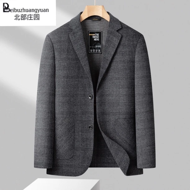 【北部庄园】男士男装商务休闲百搭平驳领双面呢休闲西装/88995
