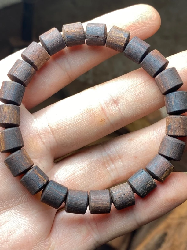 缅甸小叶降真香0.8*23颗桶珠明黄白棋楠