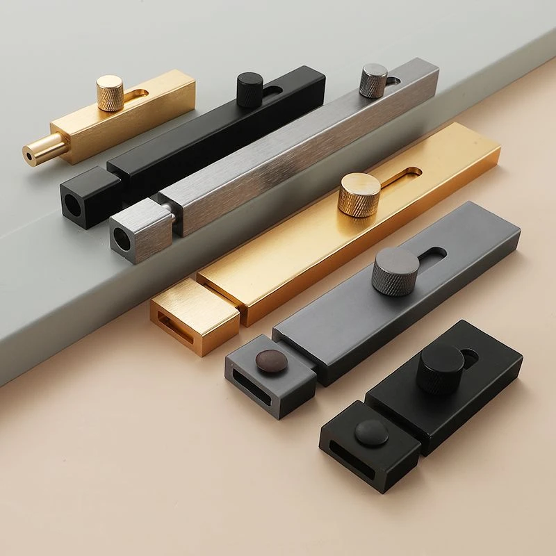 新款铝合金免打孔明插销门扣门栓防盗门锁扣门闩卫生间加厚不伤门