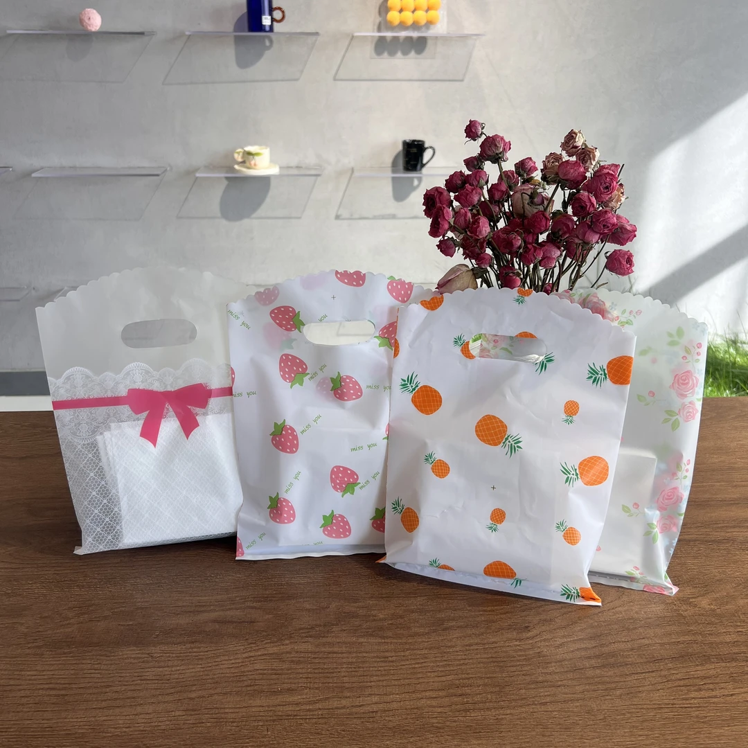 加厚清新小饰品耳环塑料礼品服装店手提袋批发包装袋夏季便携卡通