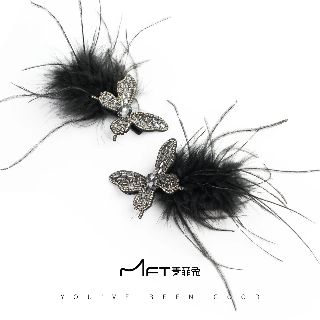 萤火虫鸭嘴夹轻盈灵动蝴蝶羽毛刘海夹2024新款发夹24101117A