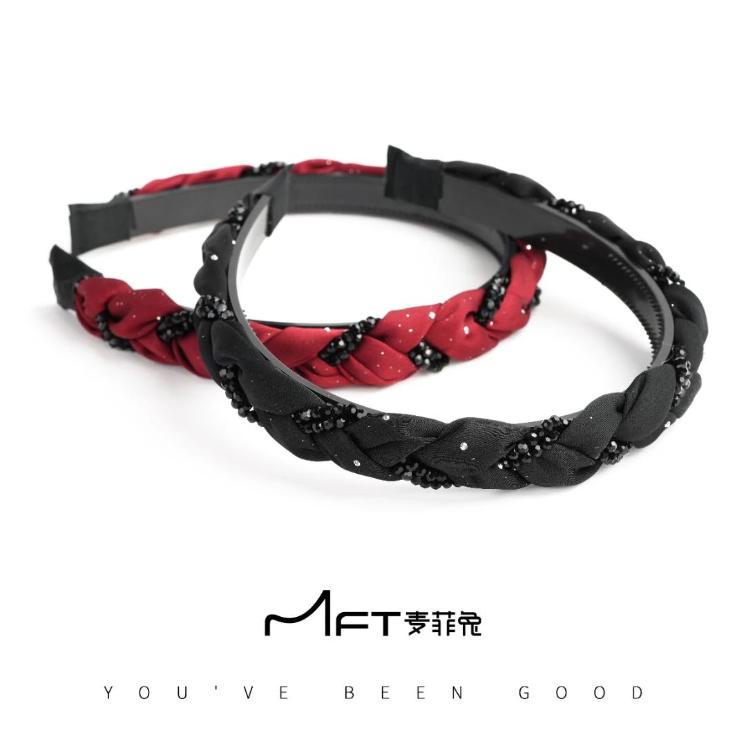 【凯特琳发箍】黑色轻奢高级感缠绕布艺麻花编织发箍24092749B