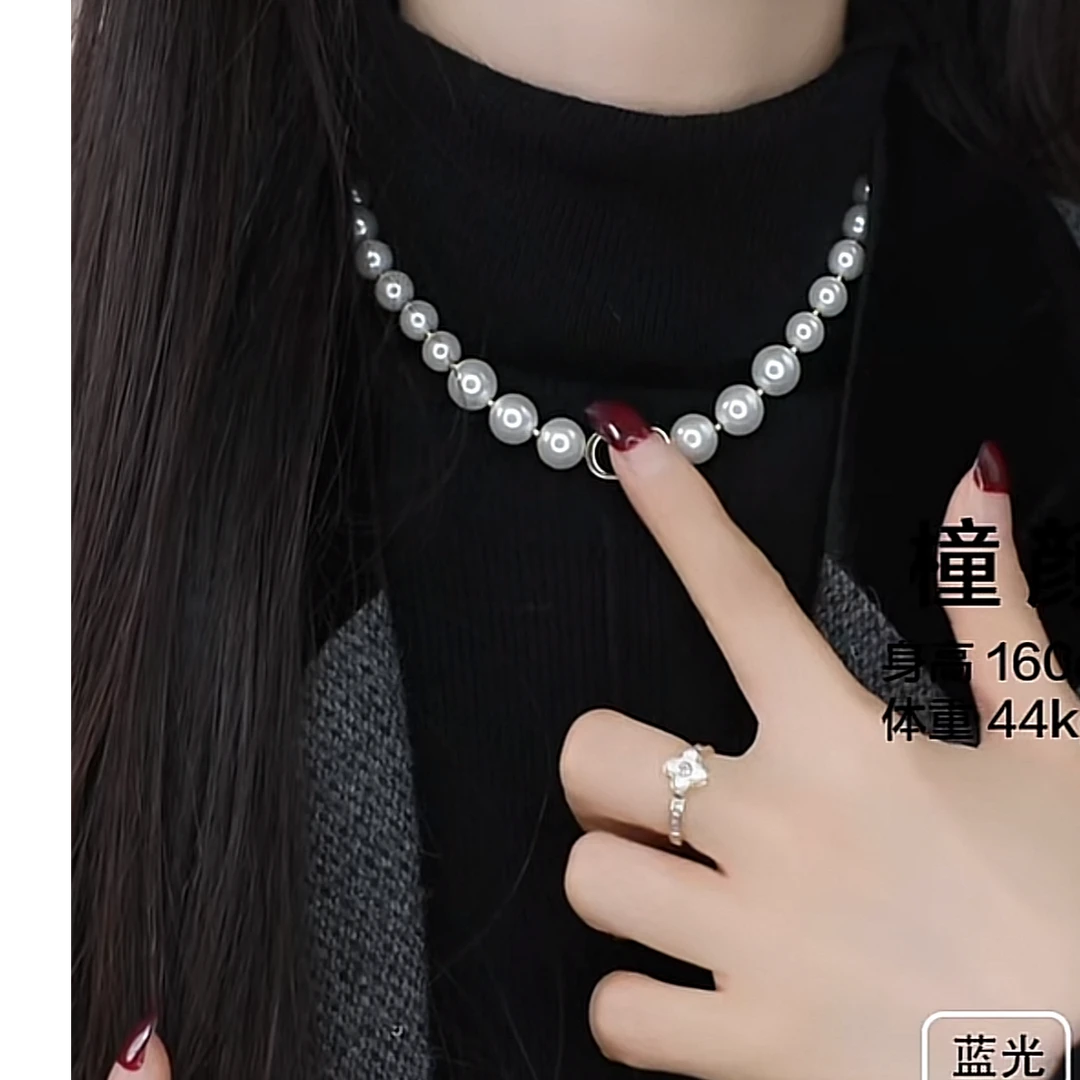 钛钢项链 轻奢小众珠珠项链112130