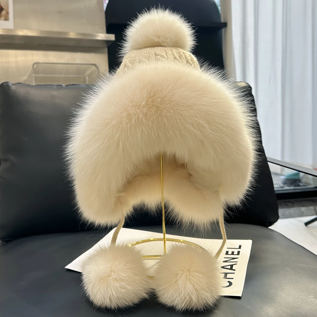 韩国护耳帽雷锋帽可爱毛球御寒骑车帽保暖加绒针织毛线帽