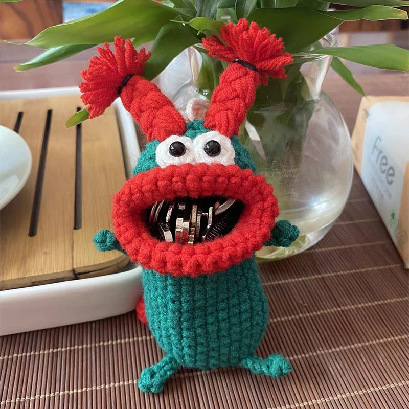 手工编织毛鑫钩针创意钥匙包壳扣大嘴怪香肠嘴新潮个性汽车钥匙包