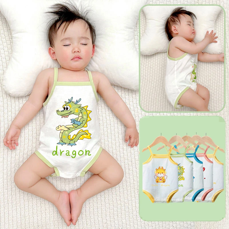 婴儿护肚围连体衣服新生幼儿哈衣男女宝宝可爱吊带包屁衣小孩肚兜