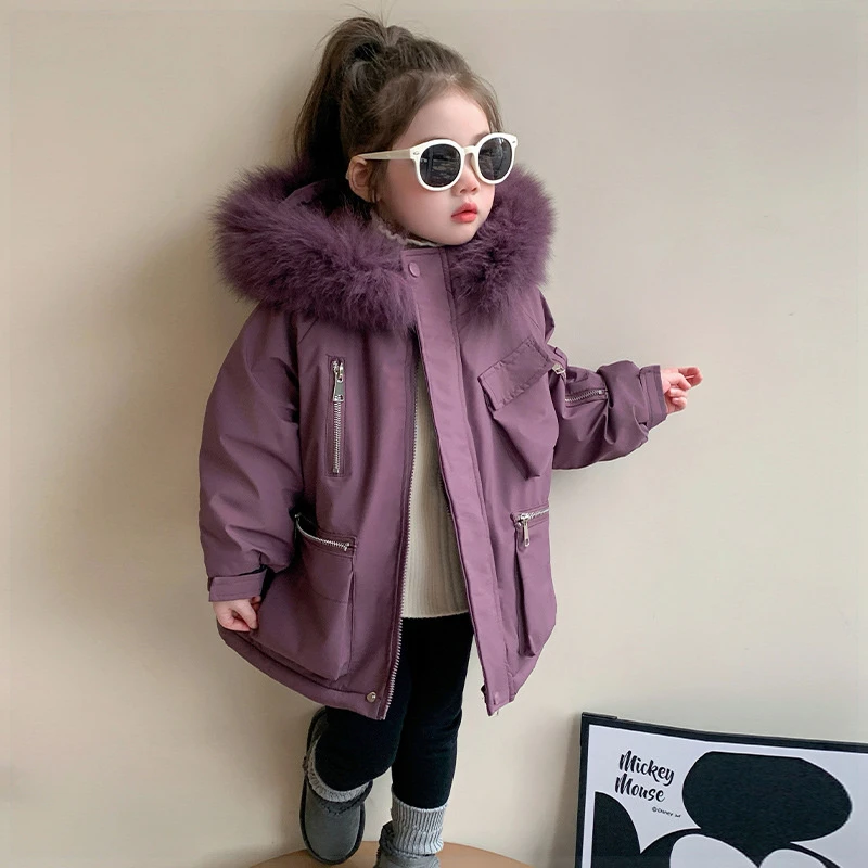 女小童加厚外套冬款新款洋气女宝宝派克服冬装韩系小女孩棉服