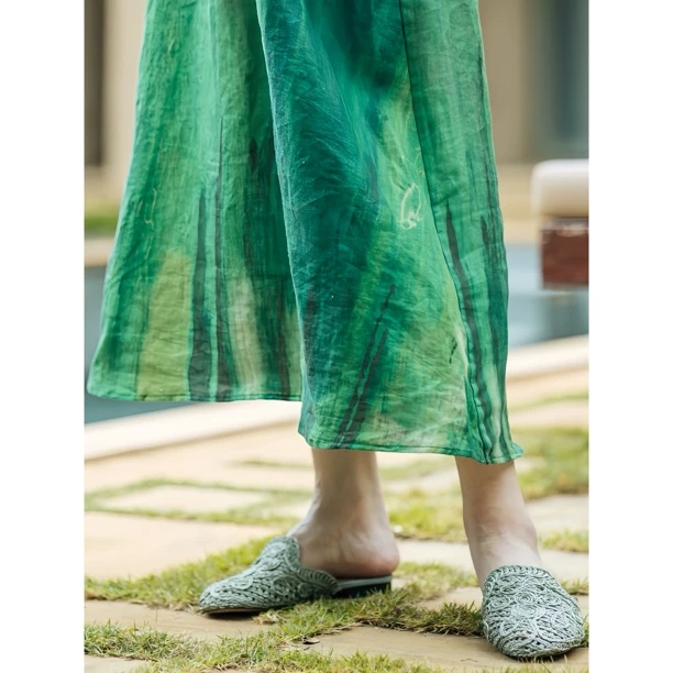 西班牙轻奢拉菲草手工编织度假慵懒风平跟小方头凉拖鞋夏季镂空