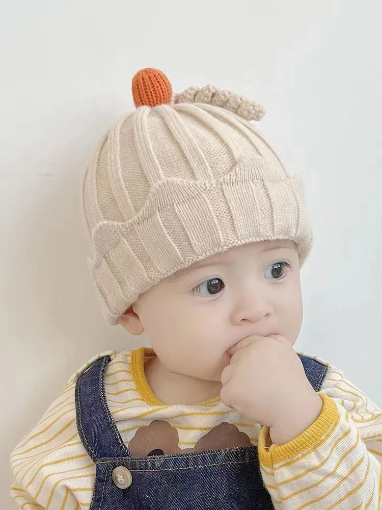 宝宝毛线帽秋冬婴儿帽男童针织婴幼儿保暖秋冬季套头帽宝宝套头帽