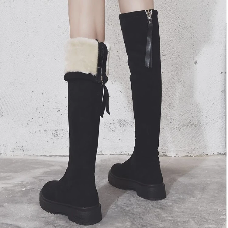 长筒靴女过膝高筒瘦瘦棉靴子秋冬加绒2024年新款百搭平底骑士长靴