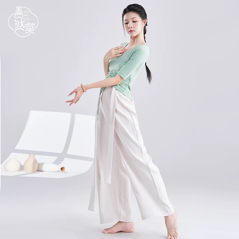 善然堂新款短袖现代舞上衣跳舞衣服古典舞蹈服舞蹈裤阔腿裤练功服