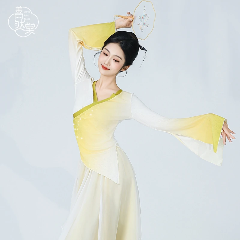 善然堂古典舞蹈服飘逸女练功服身韵纱衣仙气舞蹈上衣中国舞裙摆演