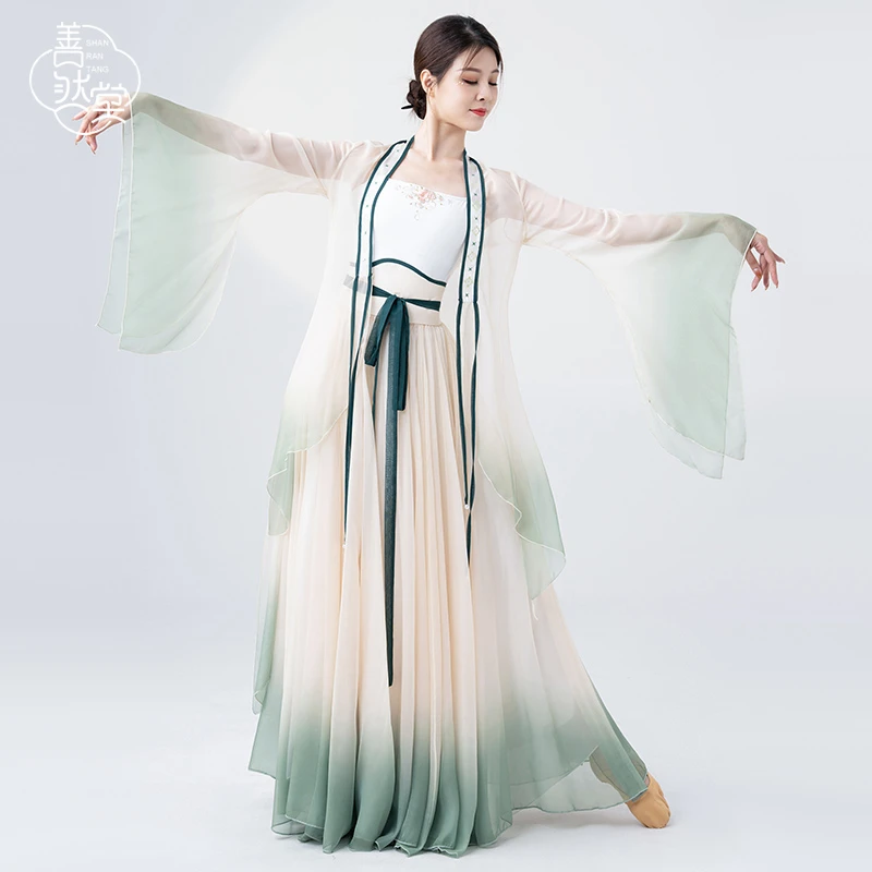 善然堂古典舞蹈服女飘逸外披古风长款纱衣仙气中国舞演出服练功服