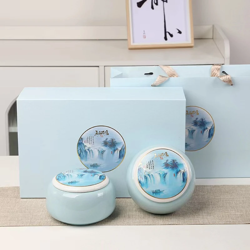 ZY过年送礼绿茶碧螺春茶叶陶瓷罐装高档礼盒装