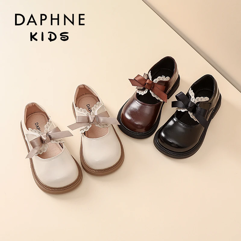 Daphne达芙妮女童鞋子儿童真皮公主鞋2025新款春秋软底单鞋131146