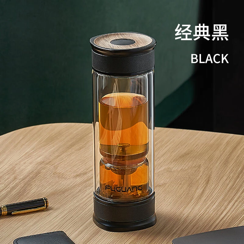 富光茶水分离泡茶杯男高档泡茶师玻璃保温杯礼品耐热双层便携水杯