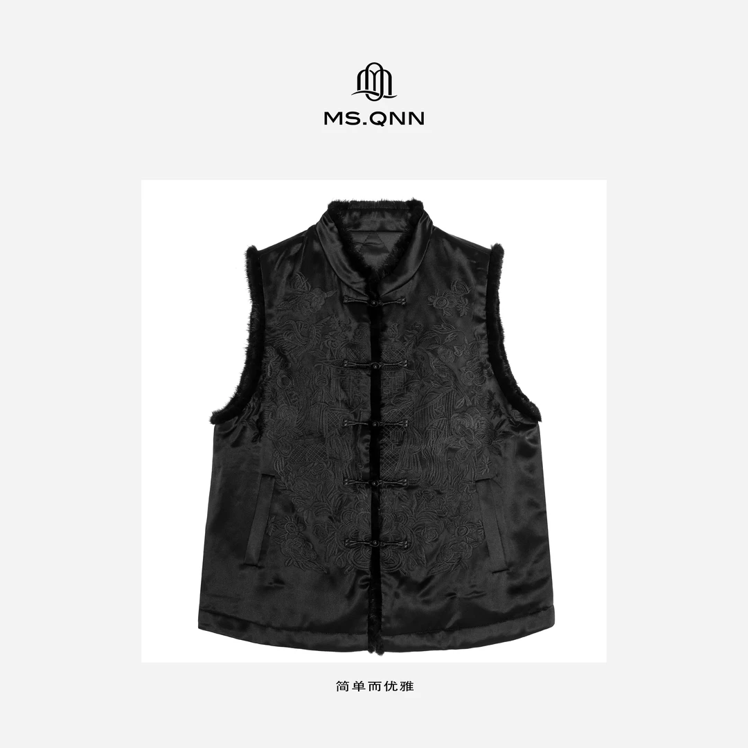 Ms.Qnn“江南烟雨”复古新中式休闲时尚女士马夹 35C797 Q姐心选