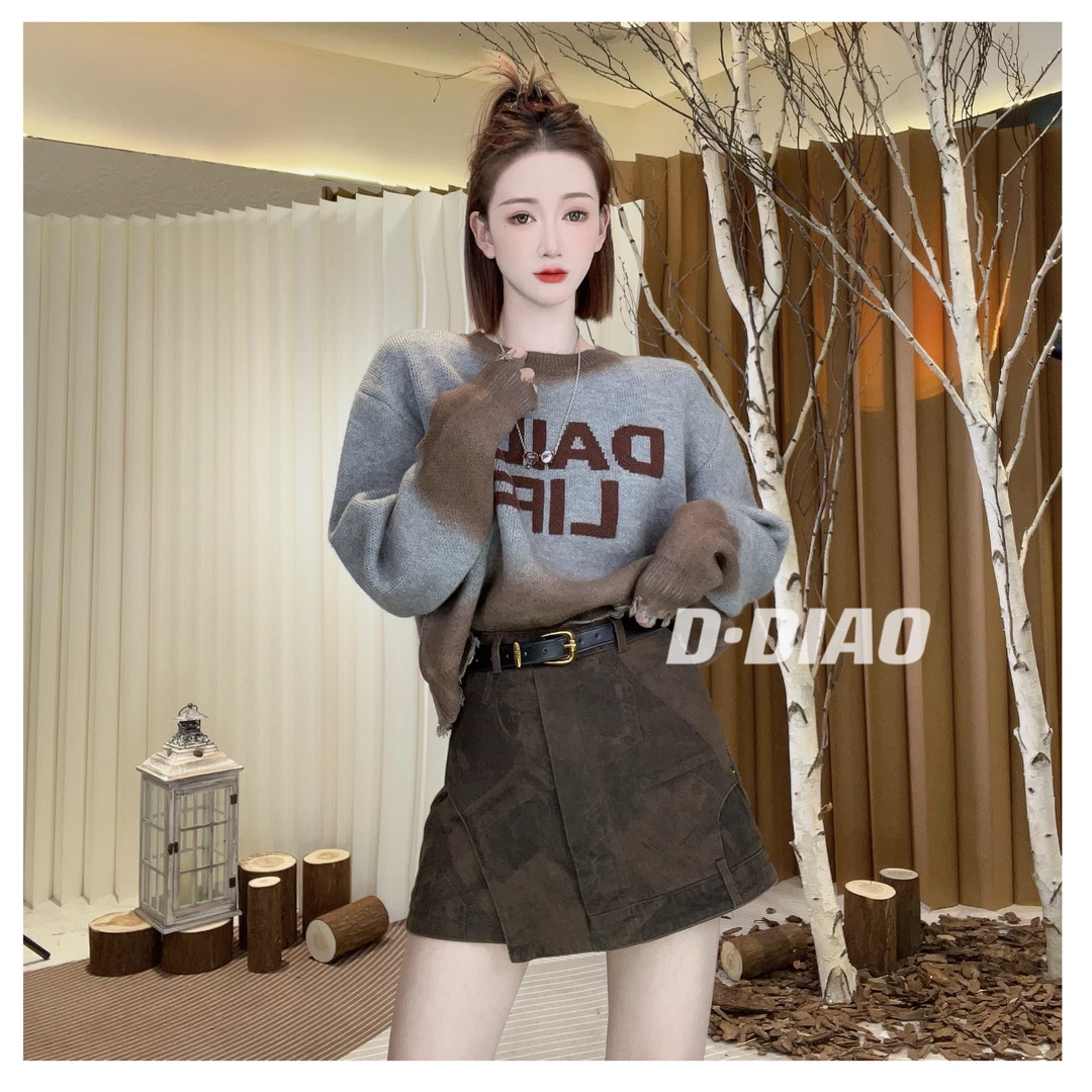 小奈【咖灰加绒短裙裤】带腰带