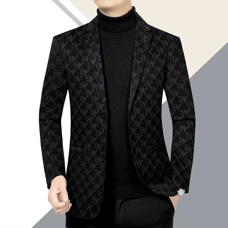 DOSENPLO/度森保罗秋冬款男士高档休闲西装商务西服中年帅气西装