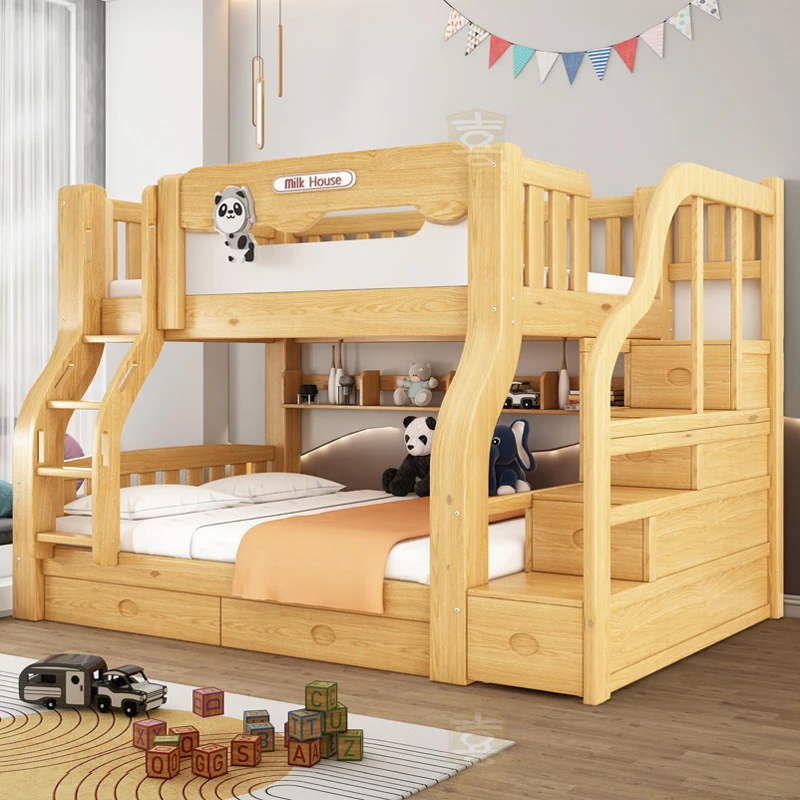 实木简约子母床双层床两层床上下床铺上下床高低儿童床成人学生床