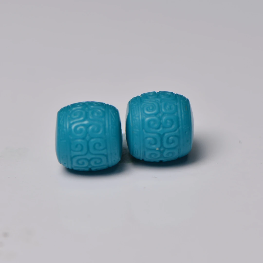 科技平替矿石泡油暴力高蓝老型珠雕刻回纹珠松