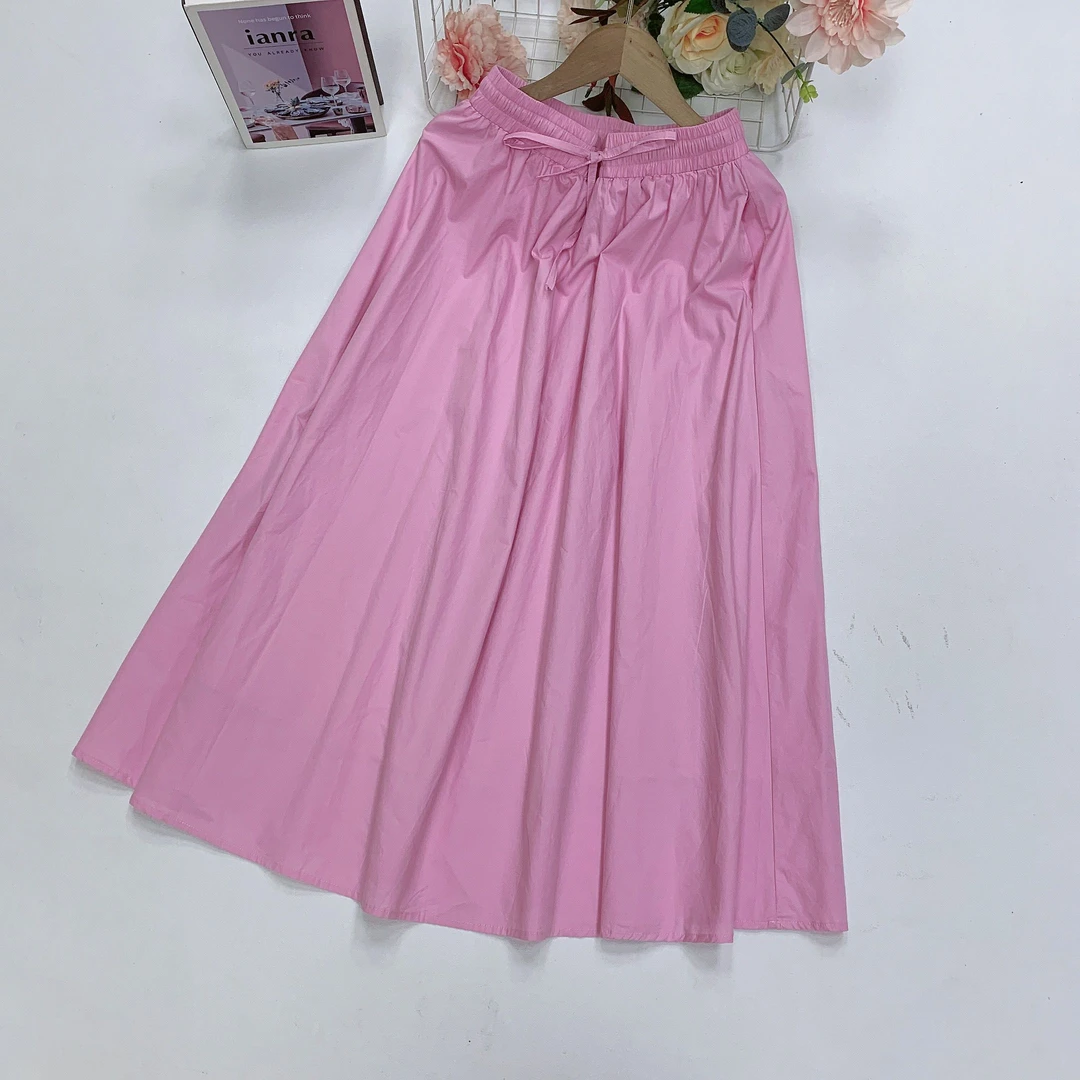164夏季新款女装半身裙休闲半身裙高腰时尚百搭夏季纯色紫色