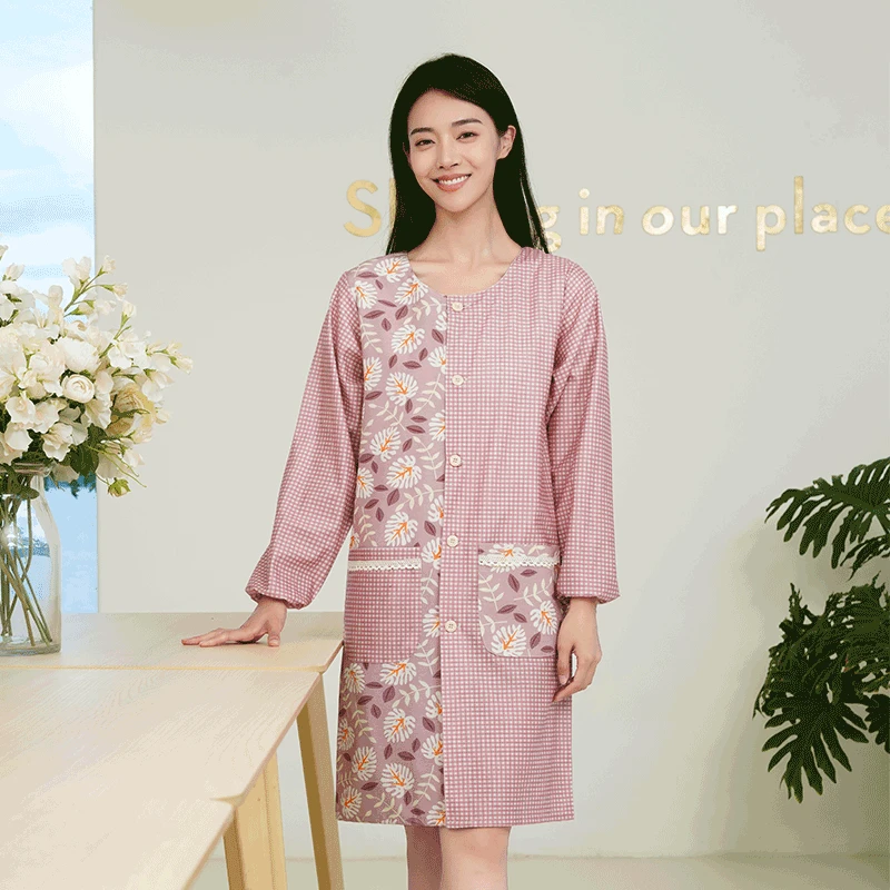 2023新款围裙厨房家用夏季可爱可擦手防水防油长袖罩衣女工作围裙