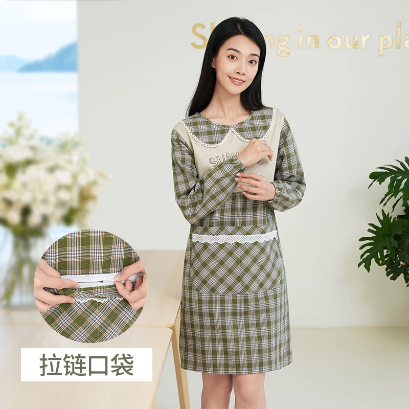 2024新款围裙厨房家用夏季可爱可擦手防水防油长袖罩衣女工作围裙