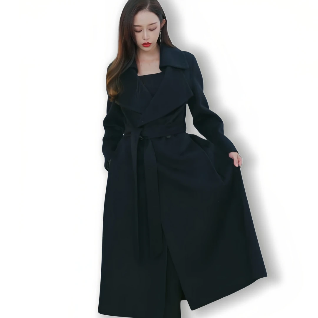 【MUMU】设计师 大裙摆显瘦羊毛大衣秋冬长款时尚轻奢气质22826