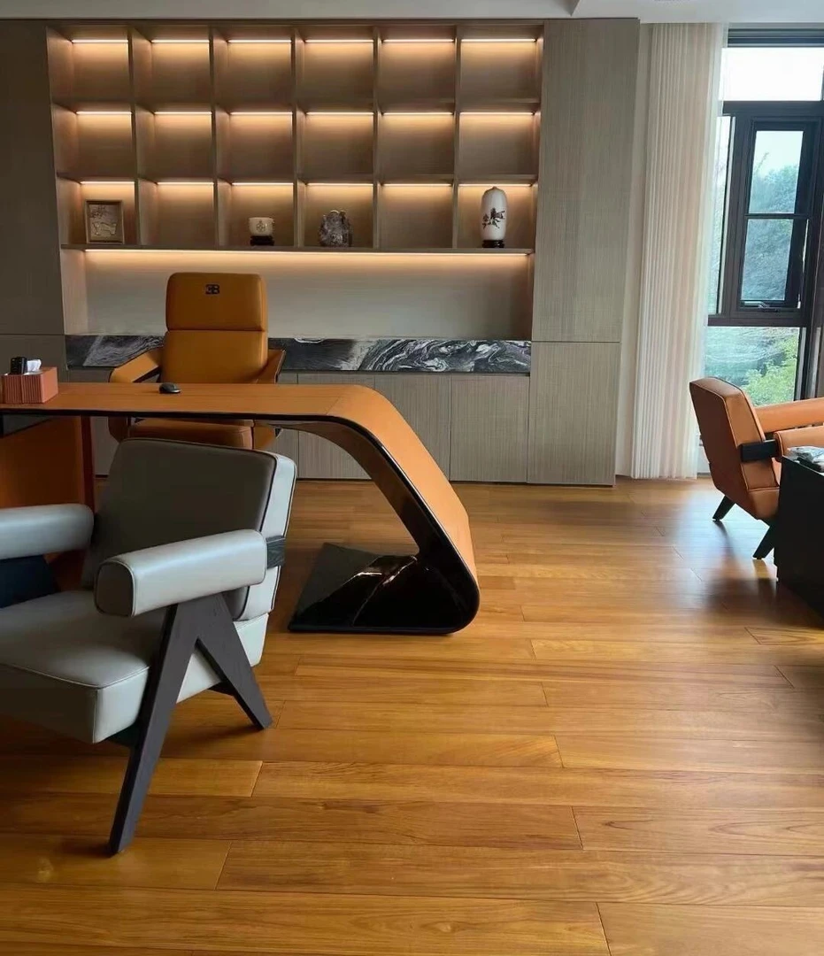 青木世家纯实木地板野生缅甸柚木2100*190*18条板黑柚地热暖锁扣