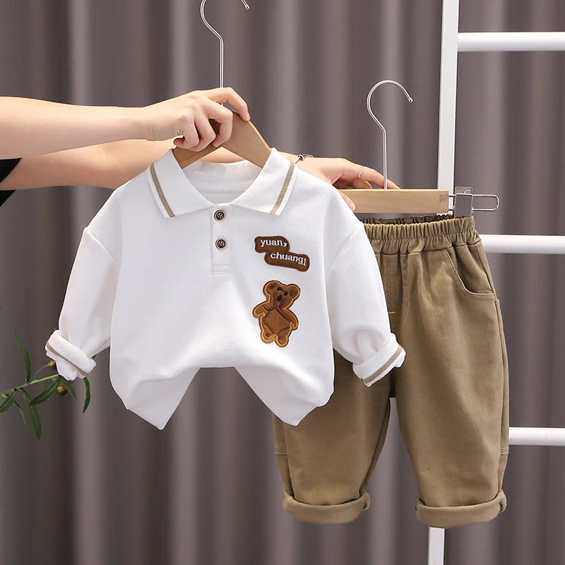 新款男童两件套装1-2-3岁半宝宝衣服小孩洋气春秋装时尚小童装LX