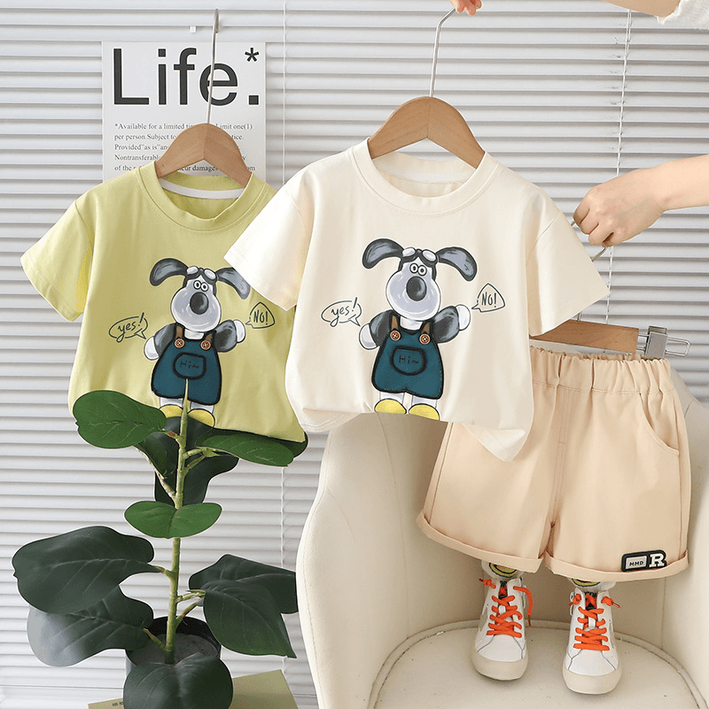 [西元家]新款小童夏装0-1-2-3-4岁男童短袖套装6-8-9个月宝宝衣服