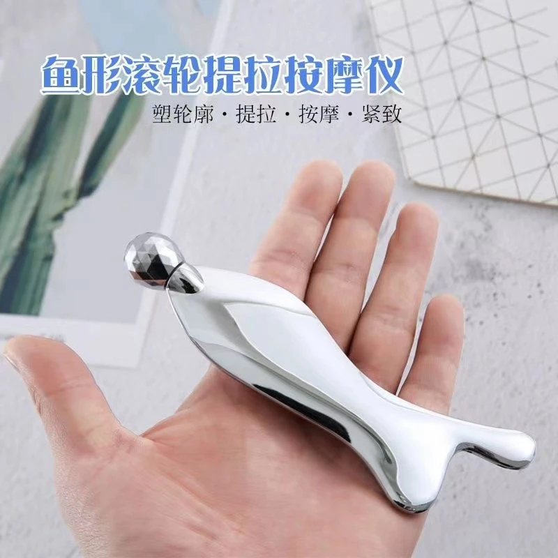 千惠同款滚轮按摩器V脸提拉多功能美容按摩鱼形面部棒按摩仪工具