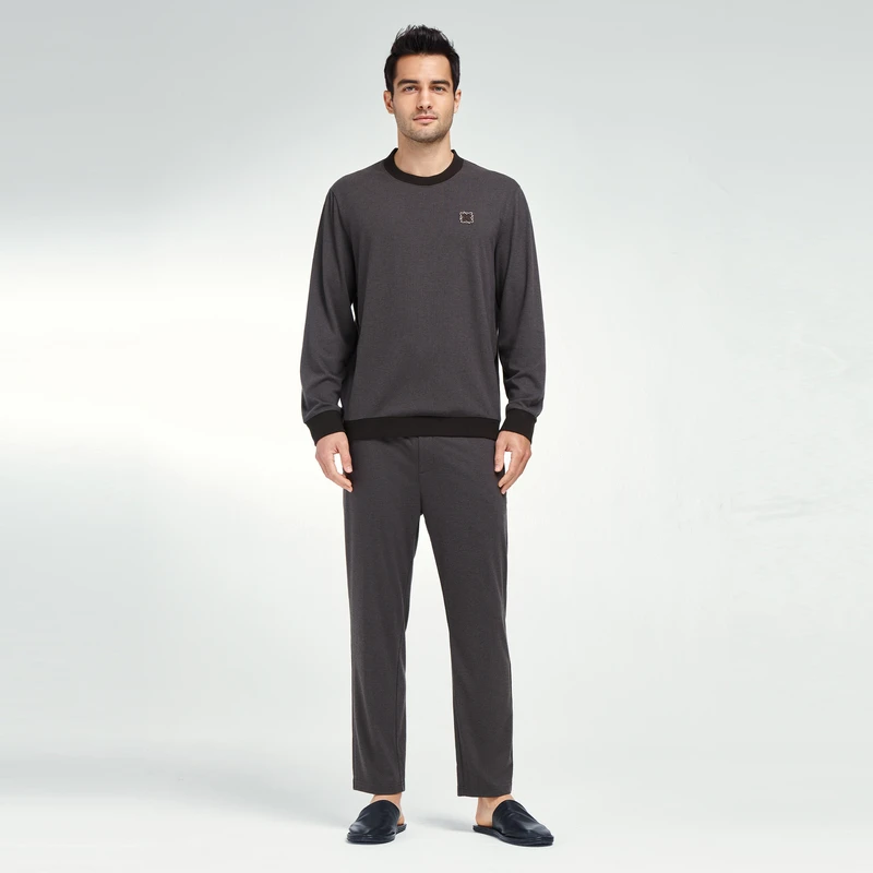 爱慕先生23AW休闲家居舒适简约中腰纯色百搭经典男士长裤NS42K111