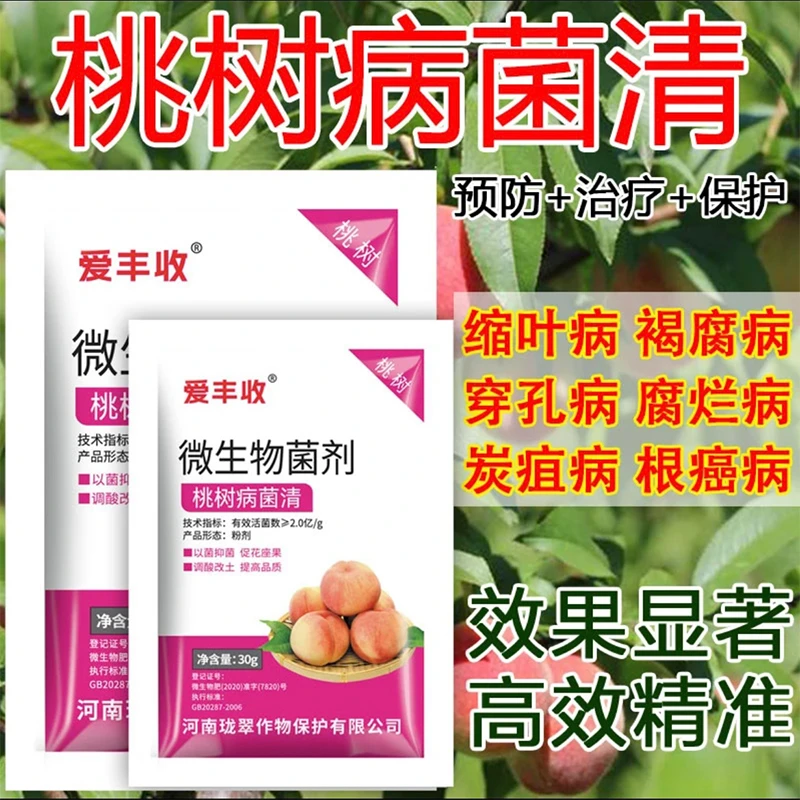 桃树病菌清穿孔疮痂炭疽根腐白绢白粉穿孔桃树专用微生物肥料