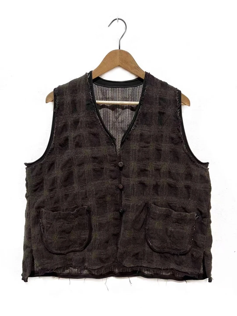 7阁小府～左岸迷香原创格纹马甲